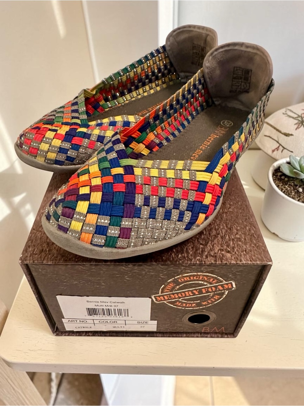 bernie mev. Catwalk Rainbow Woven Elastic Ballet Flats